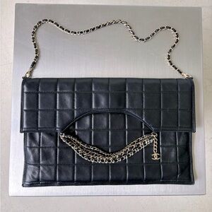 Chanel quilted box foldover envelope clutch